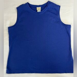 LL Bean Navy Blue 100% Cotton Sleeveless T-Shirt Tank Top Women’s Large L